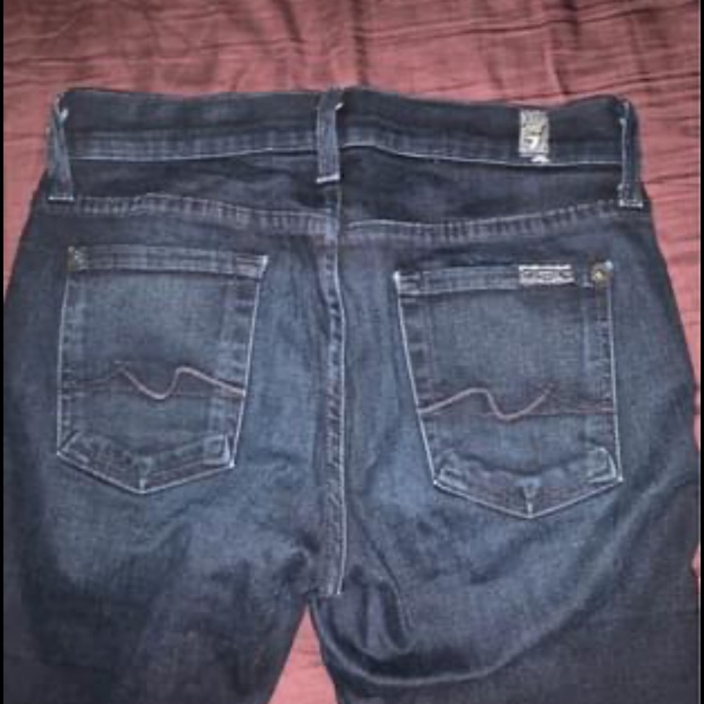 Crop flare blue jeans